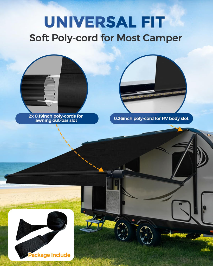 RV Awning Fabric Replacement(15'2" Fabric) Upgrade 19.5oz Heavy Duty Vinyl RV Replacement Awning, Universal RV Canopy