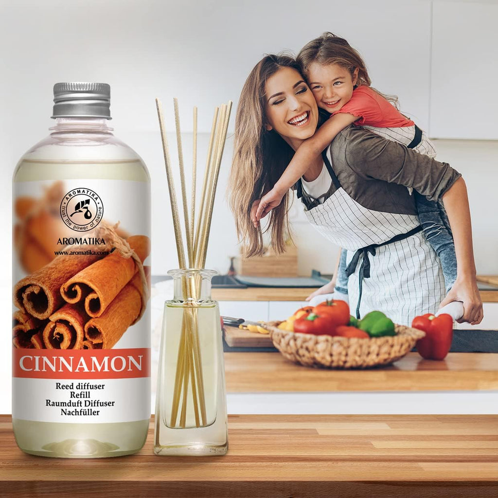Cinnamon Reed Diffuser Refill with Natural Essential Cinnamon Oil 17 oz - Fresh & Long Lasting Fragrance - Best - Set of 17