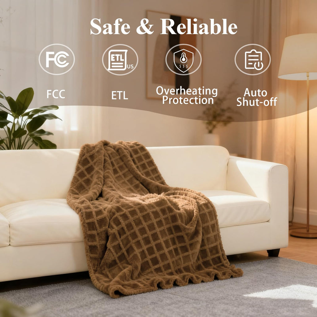 Heated Blanket Electric, Waffle Heating Blanket with 12 Heat Levels
