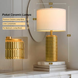 23" Brass Gold Ceramic Table Lamps, Retro Warm Gold Lamps, Vintage Bronze Decorative Lamps