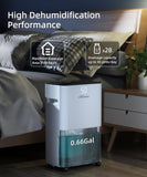 34 Pint Dehumidifier for Basement with Drain Hose & 0.66 Gallon Water Tank, Manual & Auto Drainage