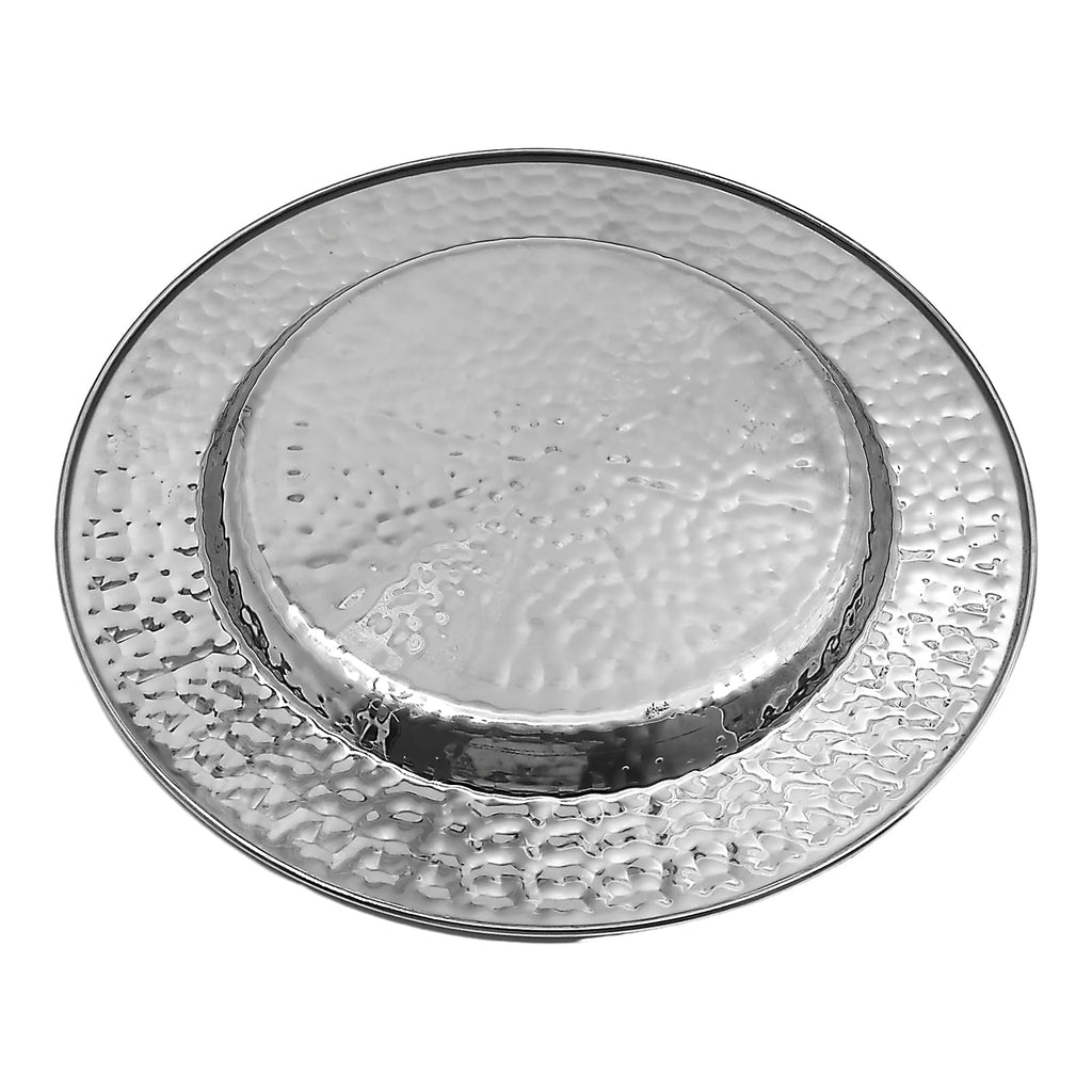 Stainless Steel Hammered Charger Plates, Silver Dinner Plate Chargers Set of 6, Round Server Ware