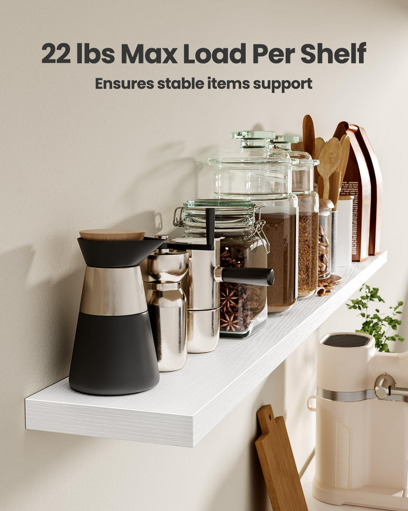 23.6" Floating Shelves for Wall Decor & Storage, Set of 3, White