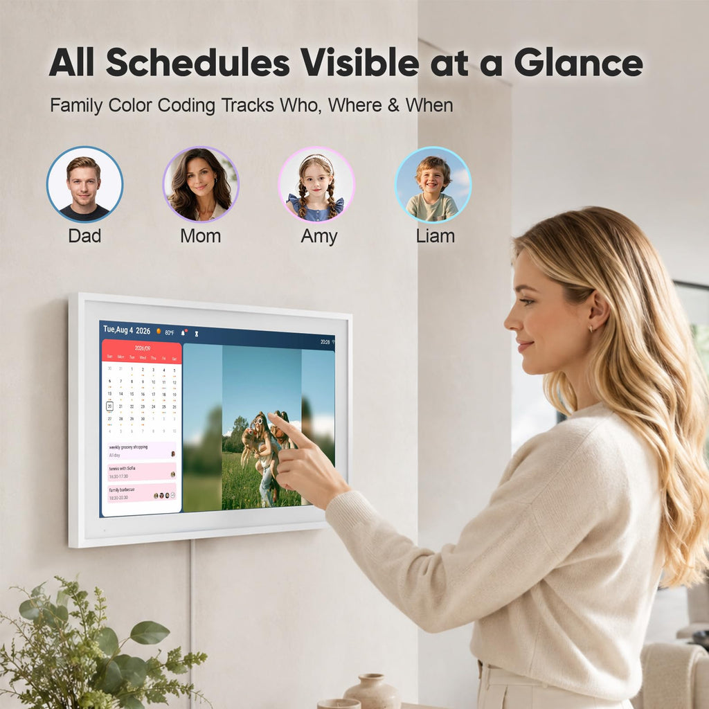 Digital Calendar 15.6 inch WiFi Calendar & Chore Chart, 1080P Interactive Touchscreen Electronic Calendar for Family