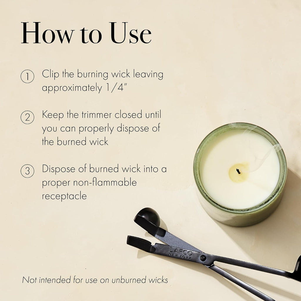 Wick Trimmer & Snuffer - Use on Burning or Extinguished Wicks - Enameled Stainless Steel