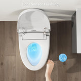 Elongated Smart Toilet with Bidet, Tankless One-Piece Design with Foot Sensor Auto Flush, Heated Seat