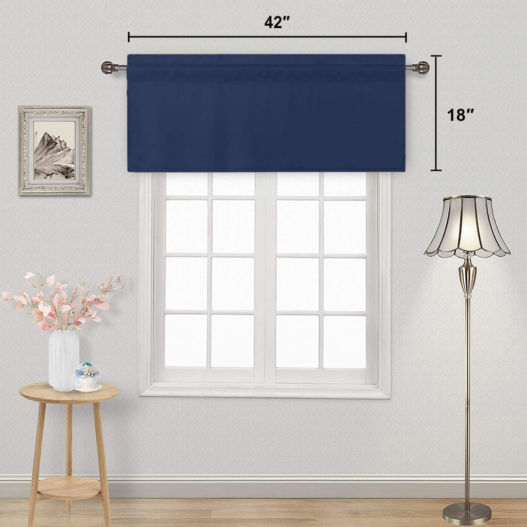 Greyish White Valance Window Solid Rod Pocket Blackout Valance Curtains 52x18 inch Long, 1 Panel