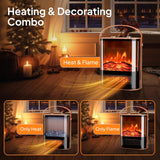 1500W Electric Fireplace Stove Heater, Portable Freestanding Mini Heater with Realistic Flame Effect and Overheat Protection