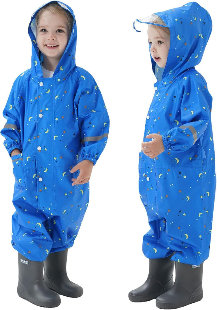 Kids Toddler Rain Suit for boys girls One Piece Hoodie Zipper Waterproof Rain Jacket Size