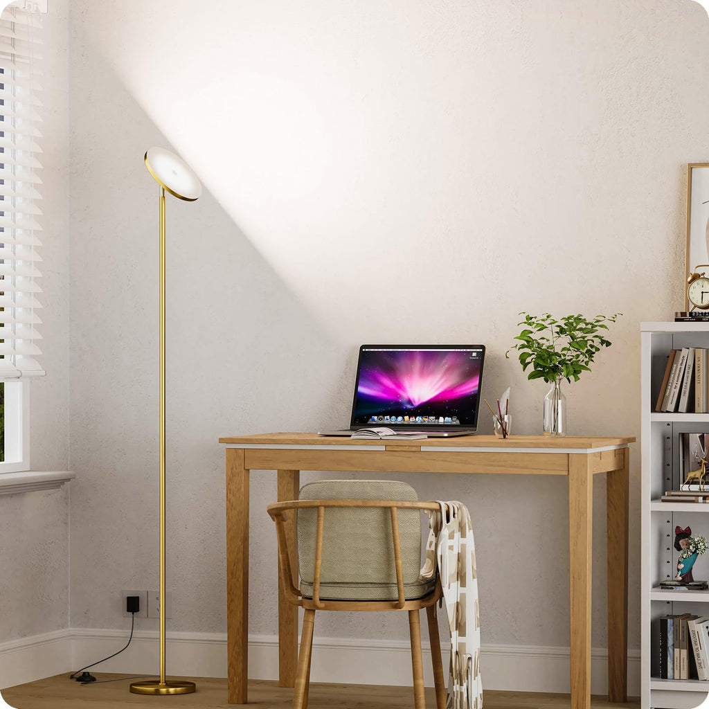 Dimmable Torchiere Floor Lamp with Remote, Gold