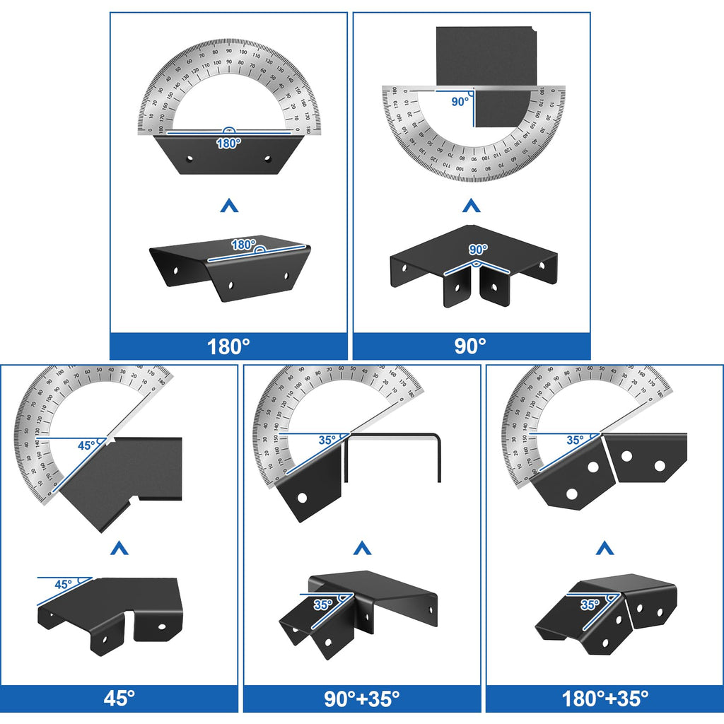 Flat Handrail Accessories, Aluminum Black Corner Connector for Handrail, 45 Degree Sleeve for Deck Cable Railing Post