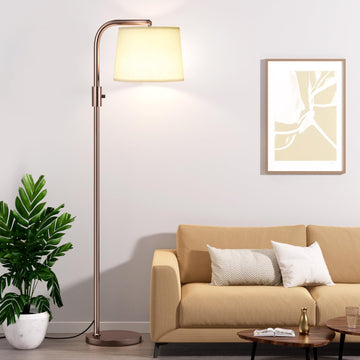 Fully Dimmable Floor Lamp with 9W LED Bulb, Standing Lamp with Adjustable Head, Modern Tall Light with Rotary Switch