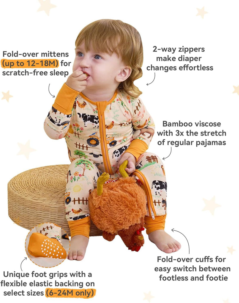Bamboo Viscose Baby Footie Pajama, Zipper Sleeper Boys Girls