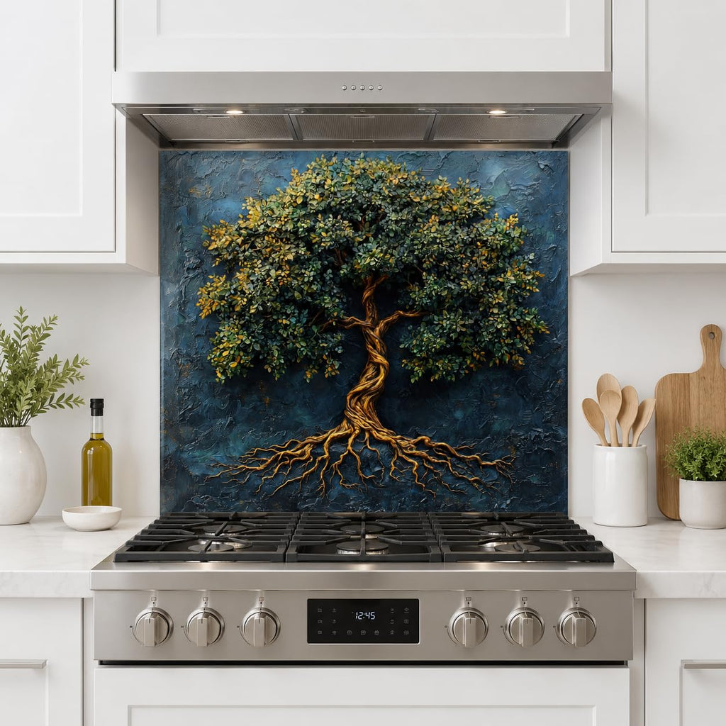 Tree of Life Tempered Glass Backsplash