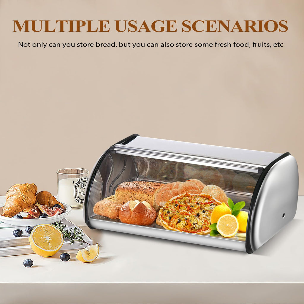 Counter, Stainless Steel Roll Top Bread Bin