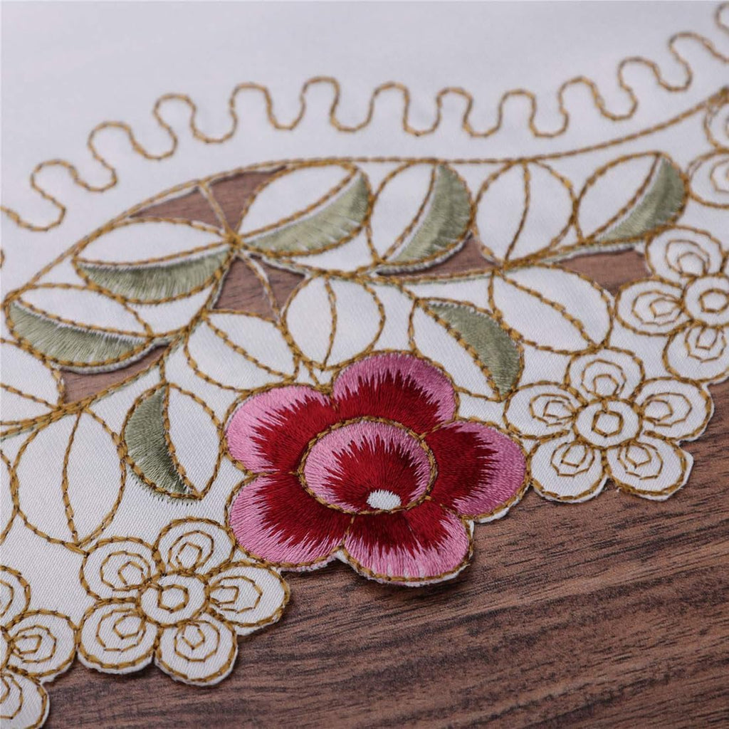 68"X120" Oblong Flower Embroidered Lace Tablecloth, Floral Vintage Classic Rectangular Table Cloth C