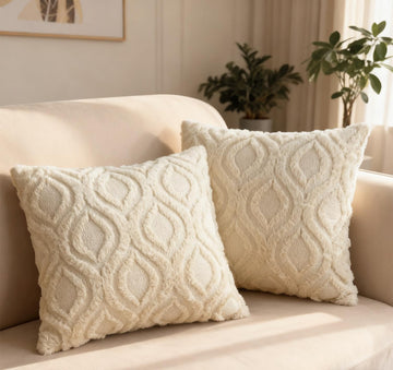 Pack of 2 Decorative Throw Pillow Covers 22x22, Soft Plush Faux Fur Wool Couch Cushion Pillow Covers Cozy Boho
