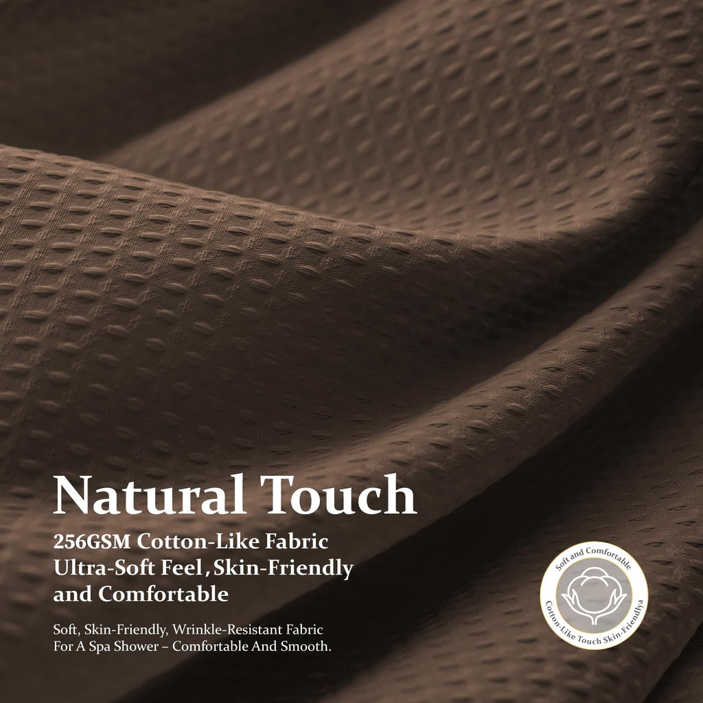 Extra Long Waffle Shower Curtain 256 GSM Fabric 72"x84" Brown