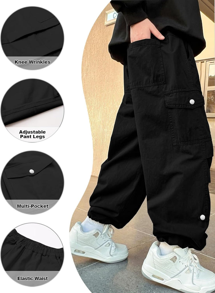 Boys Baggy Wide Leg Cargo Pants
