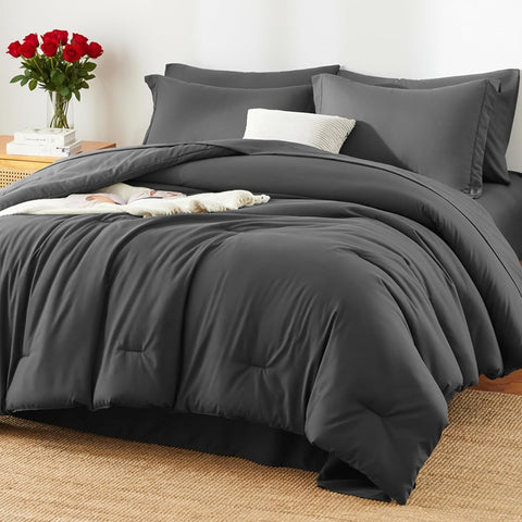 Queen Comforter Set - 7 Pieces Bed in a Bag Queen, Luxury Comforter Set with Sheets for All Season