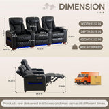 Luxury Home Theater Seating - Power Recliner with Adjustable Headrests, Blue LED Ambient Lighting, Tray Table