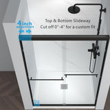 44-48" W x 72" H Semi-Frameless Bypass Sliding Shower Door, Easy-to-Clean Treated Clear Tempered Glass, Matte Black