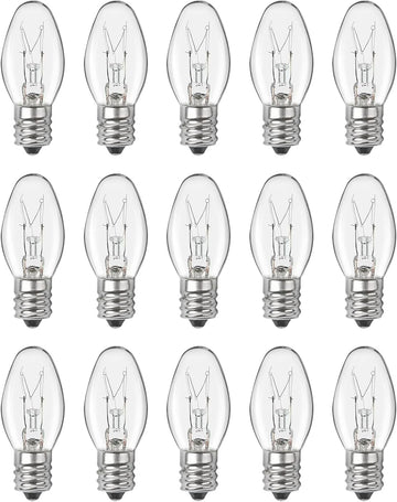 Night Light Bulb Warm White Replacement Bulbs - E12 Light Bulbs - 7Watt Incandescent Light Bulbs - 15 Packs Warm