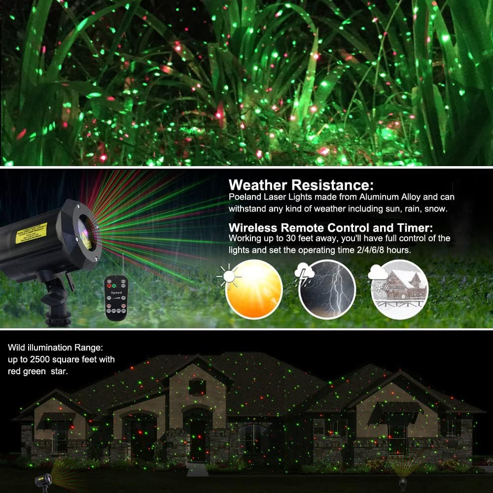 Garden Lights Moving Laser Christmas Lights Star Projector and Garden