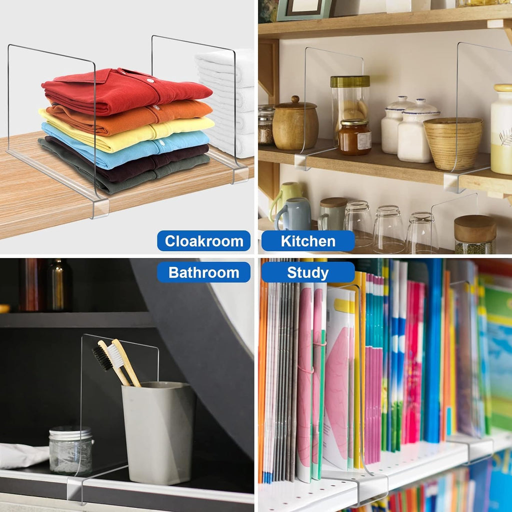 11 Inches [Extra Tall Version] Clear Shelf Dividers for Closet Organization and Storage, 6 Pack Purse Organizer for
