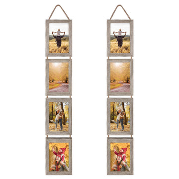 4x6 Hanging Collage Picture Frames Set of 2, 8 Opening Vertical Frame Made to Display 4 by 6 Inch Photo for Wall
