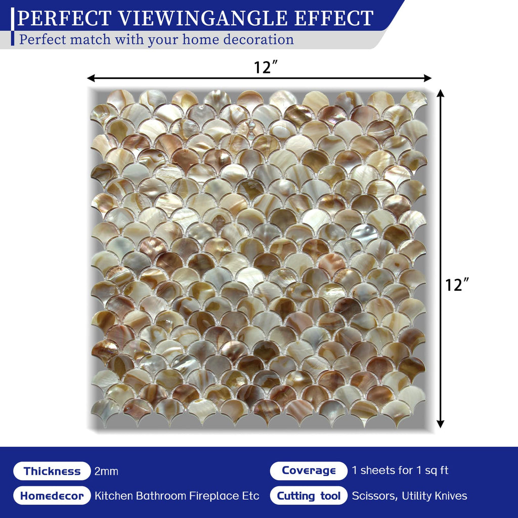 Fish Scale Mother of Pearl Backsplash Tile 12x12 Inch 10 Sheets