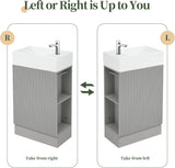 18.6 Inch Small Bathroom Vanity with Sink – Solid Wood Narrow Vanity Cabinet with Side Storage