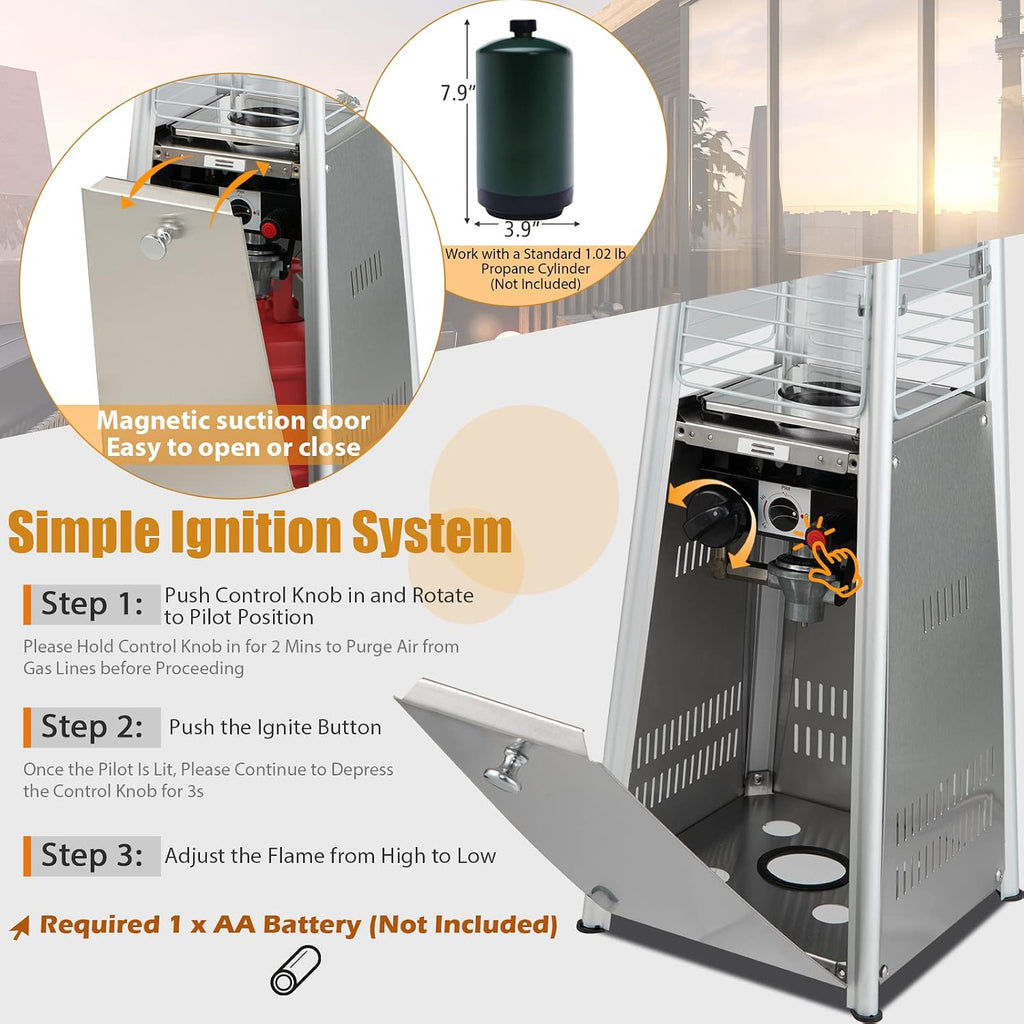 Pyramid Patio Heater, Outdoor Propane Patio Heating Machine | with Protective Cover, Dump & Flame-out Protection