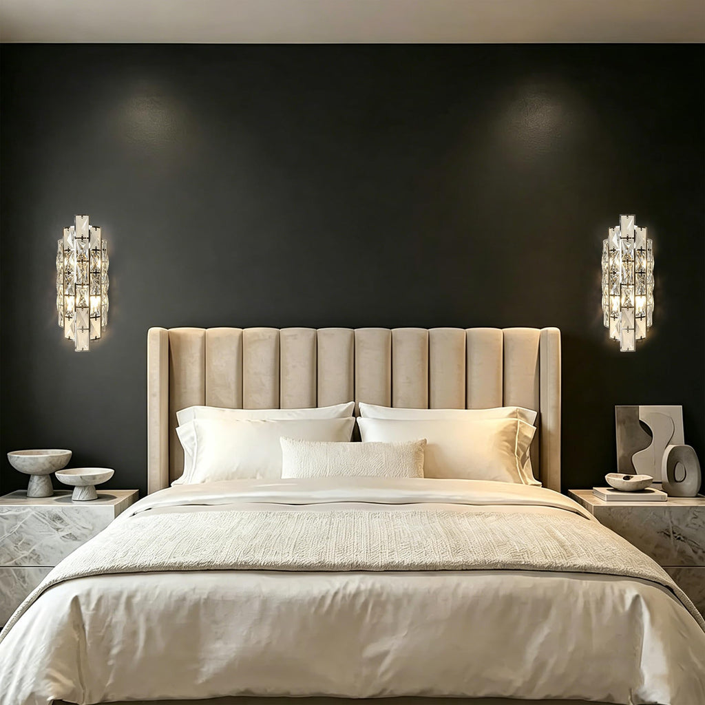 Polished Chrome K9 Crystal Wall Sconce with Touch Switch