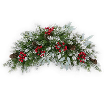 Christmas Swag 26 Inch Artificial Christmas Mailbox Swag Front Door Decorative Swag Faux Greenery Pine Swags with