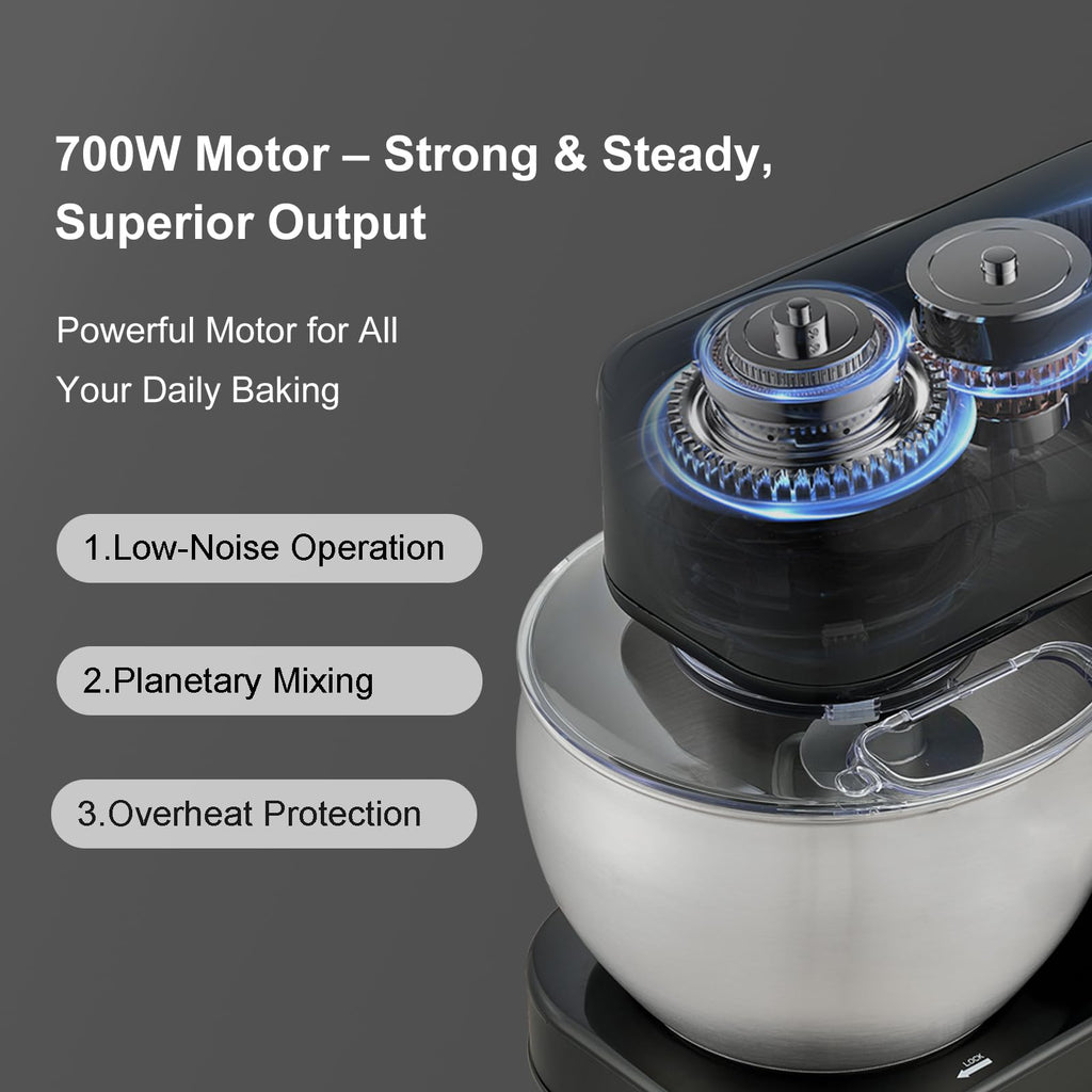 Stainless Steel 6-Speed 7.4QT Stand Mixer, Black