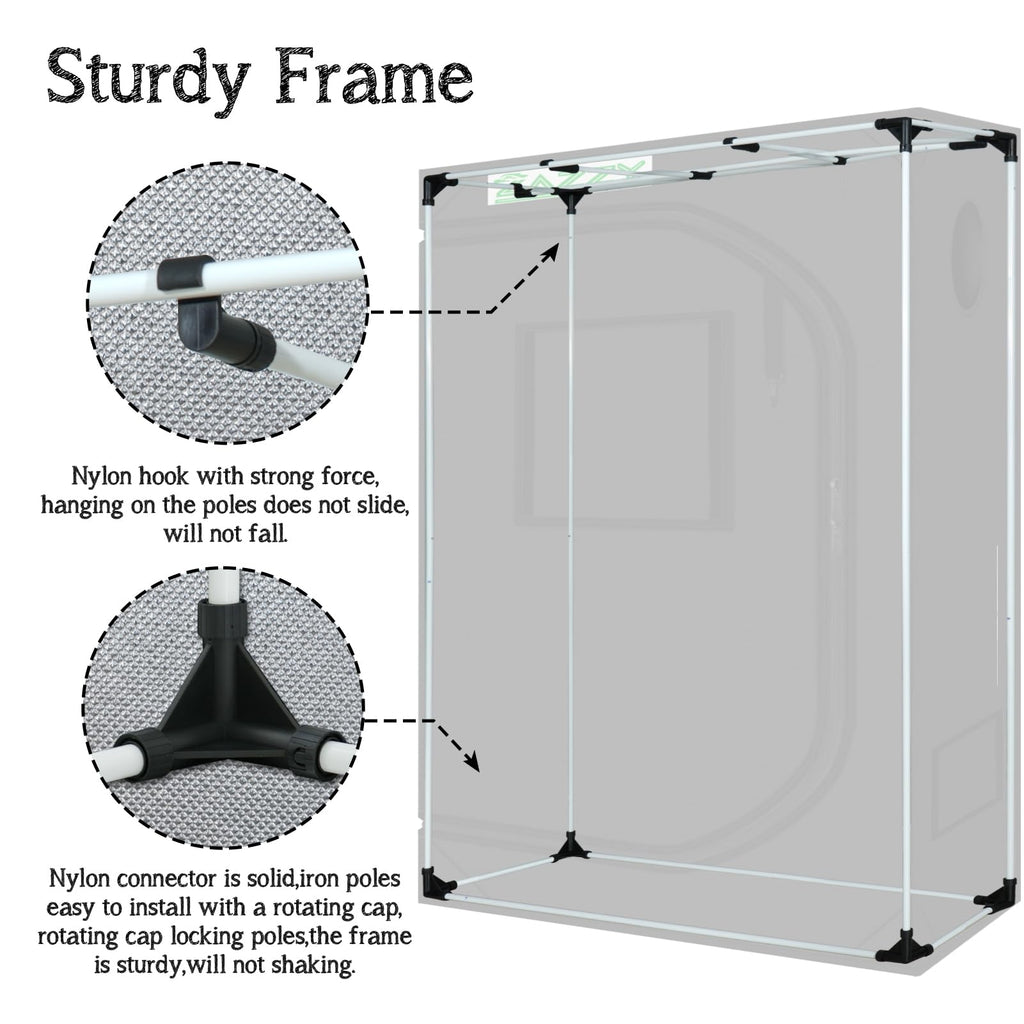 4x2 Grow Tent, 48"x24"x60" 600D Mylar Reflective Growing Tents