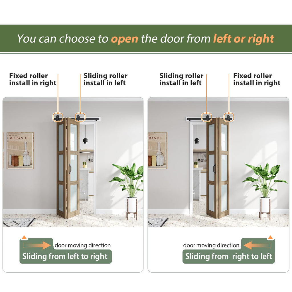 Bifold Frosted Glass Barn Doors Brown 28X84, Hardware Kit Included