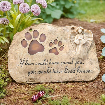 Pet Dog Memorial Stones Headstones Plaques with Angel, Sympathy Paw Prints Pet Dog Memorial Gifts Loss Gifts