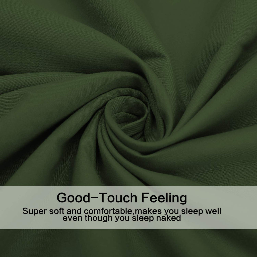 4 Piece Bed Sheet Set (Queen Size Olive Green) 1 Flat Sheet, 1 Fitted Sheet and 2 Pillow Cases, 100% Brushed Microfiber