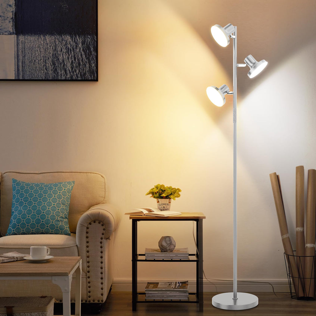 36W LED Tree Floor Lamp, Modern Dimmable Standing Lamp with Remote & Touch Control, 4 Color Temperatures, 3 Rotatable