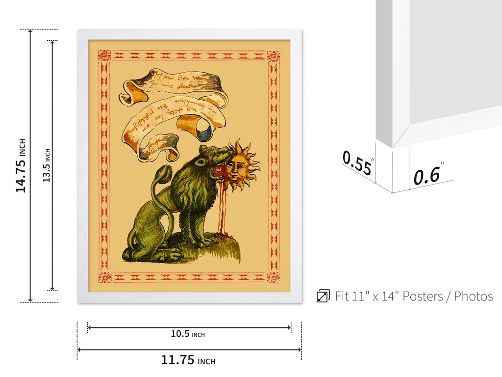 Vintage Poster - Retro Green Lion Devouring The Sun Print - Hermetic Art - Mythology Art - Gift for Men & Women