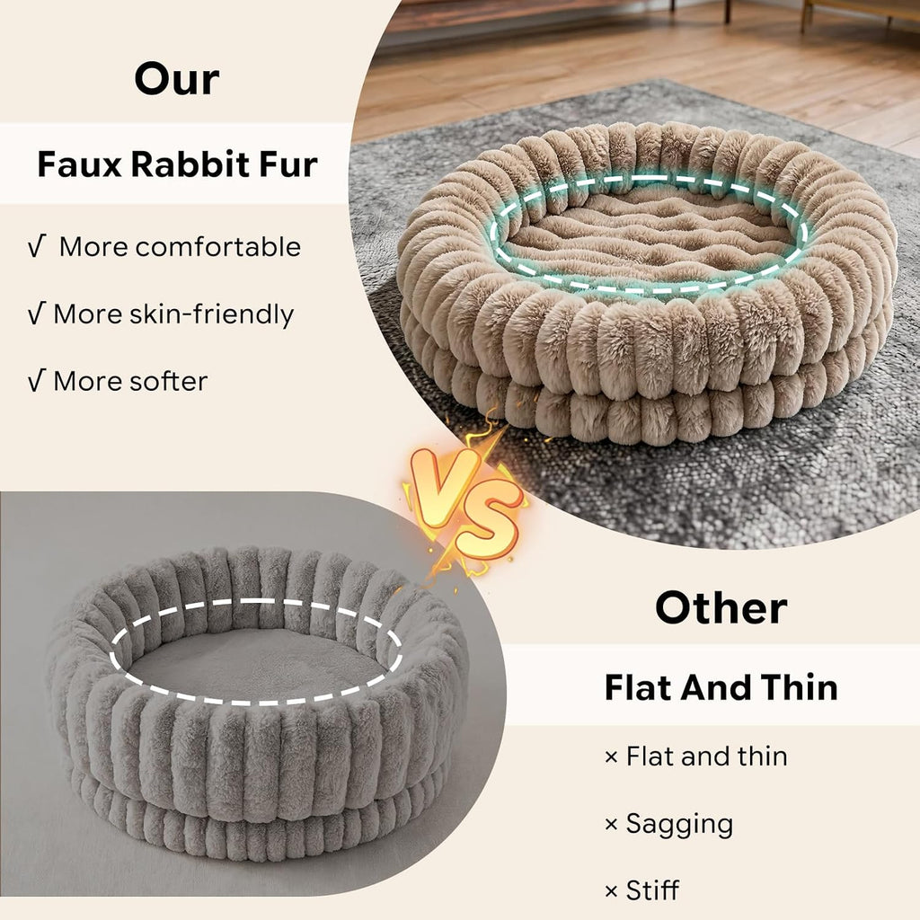 Donut Dog Bed Small Medium Size Pet Bed Washable, Oatmeal