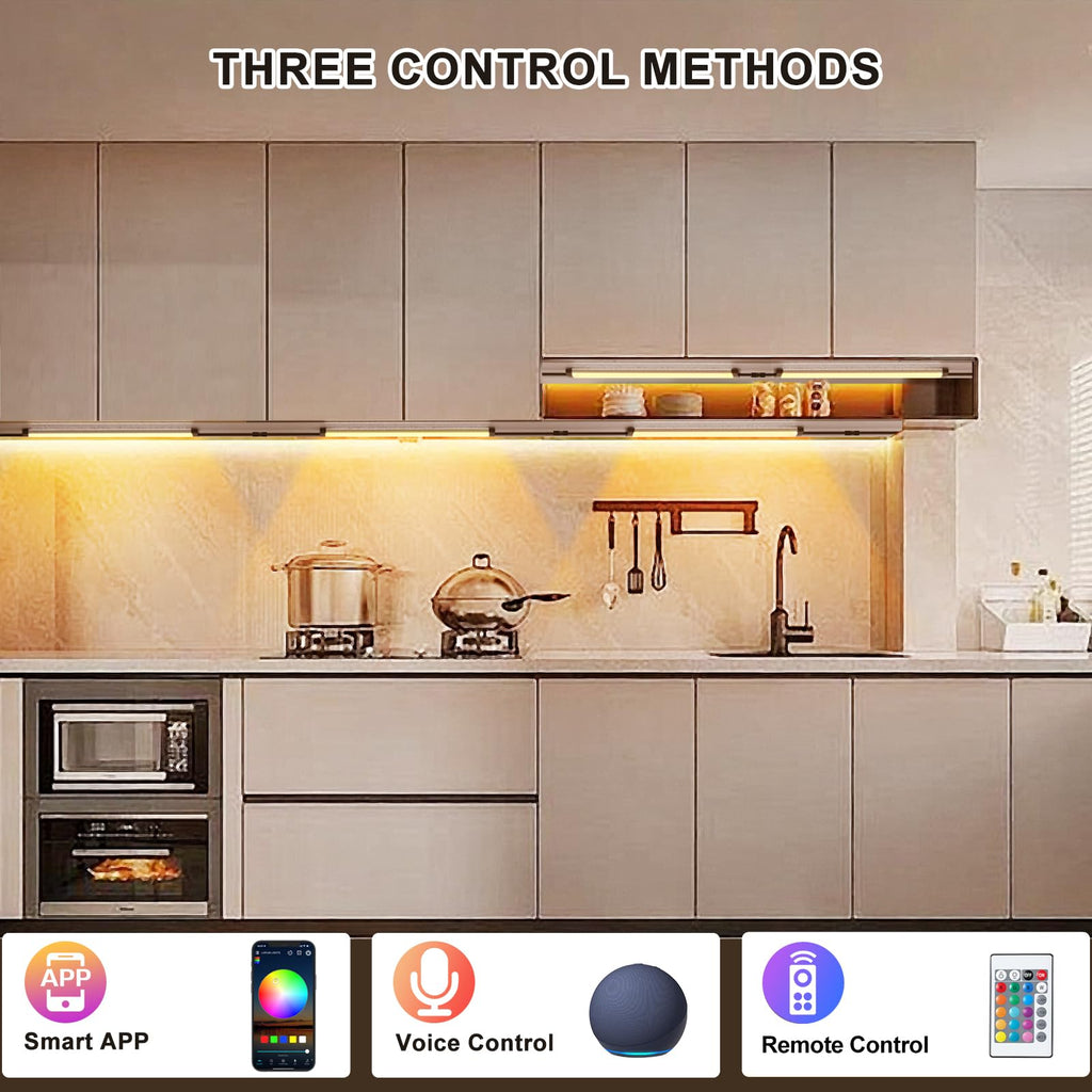 Under Cabinet LED Lighting, Dimmable Under Counter Lights, WiFi Smart Controlled,RGB,12 Inch, Multicolor Linkable