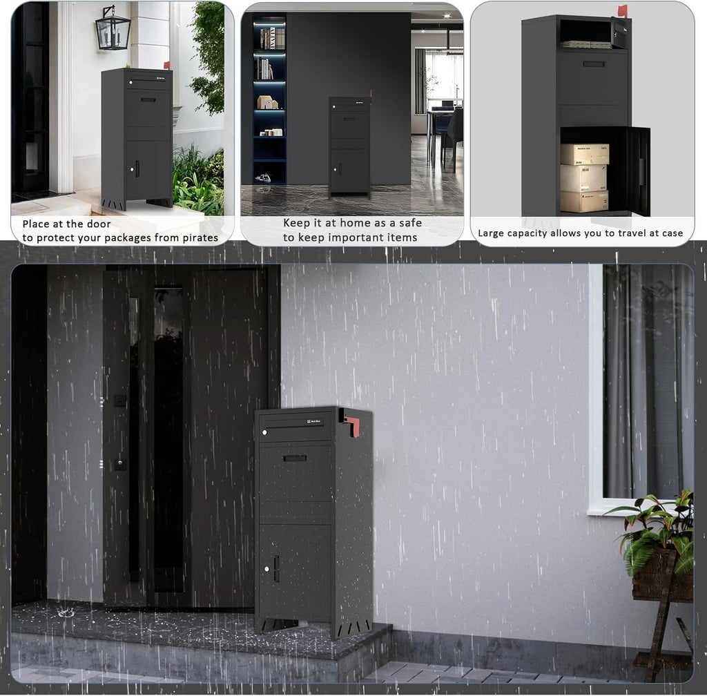 Package Delivery Boxes Drop Box Theft Mailbox with Custom Address Stickers,Assembly(14.5 * 17.5 * 43 in)