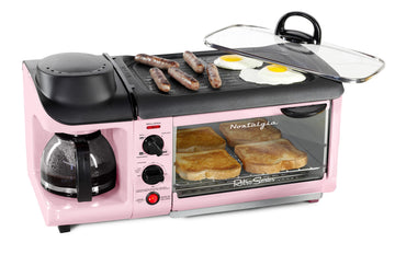 3-in-1 Breakfast Station - Includes Coffee Maker, Non-Stick Griddle, and 4-Slice Toaster Oven - Versatile Breakfast