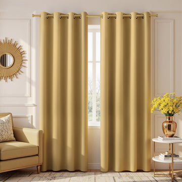 Gold Luxury Blackout Curtains, Elegant Livingroom Curtain 84 Inches Long Cortinas Doradas para Sala Elegantes