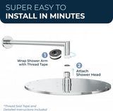 Solid Metal 12 Inch Rainfall Shower Head, Large Rain Shower Head, 2.5 GPM High Flow Shower Head Optimized for Pressure