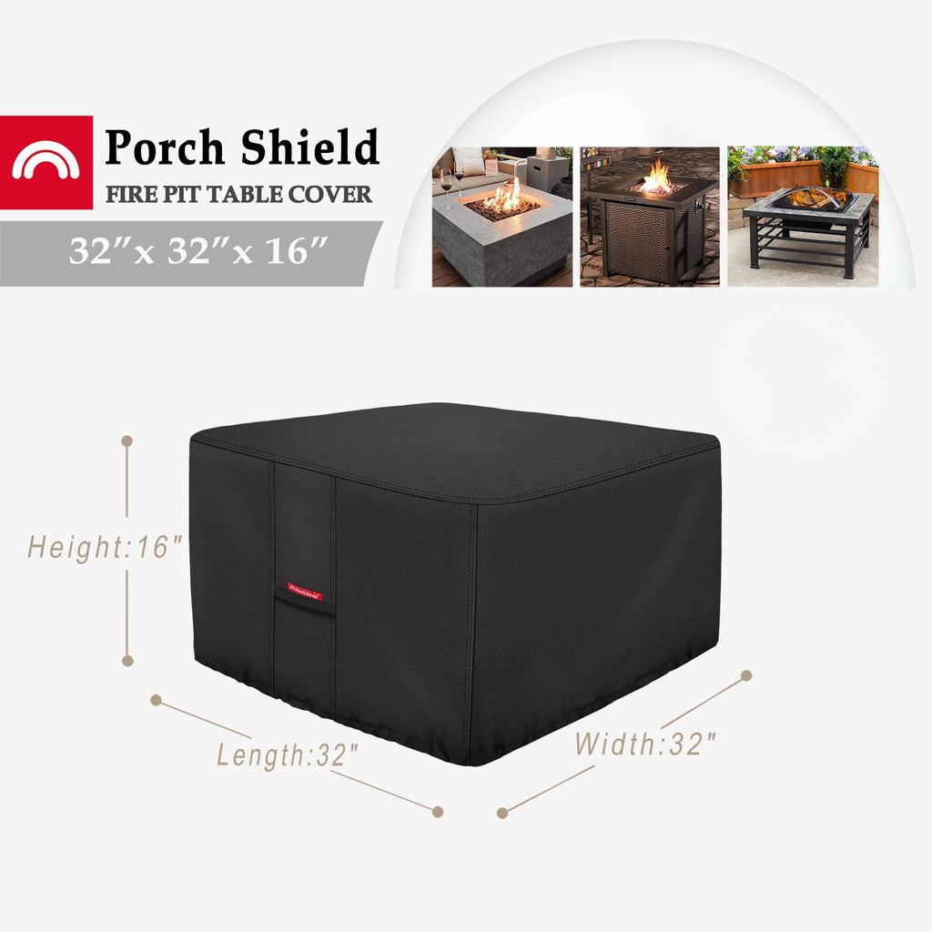 Square Patio Fire Pit Table Cover 32 x 32 inch, Black