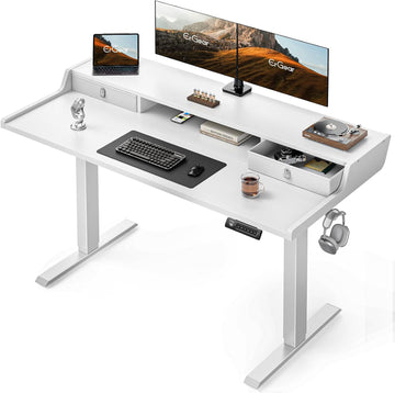 Electric Standing Desk with Drawers, 55′′ x 28′′ Gaming Table Compatible Monitor Stand, Stand up Desks, Home Office